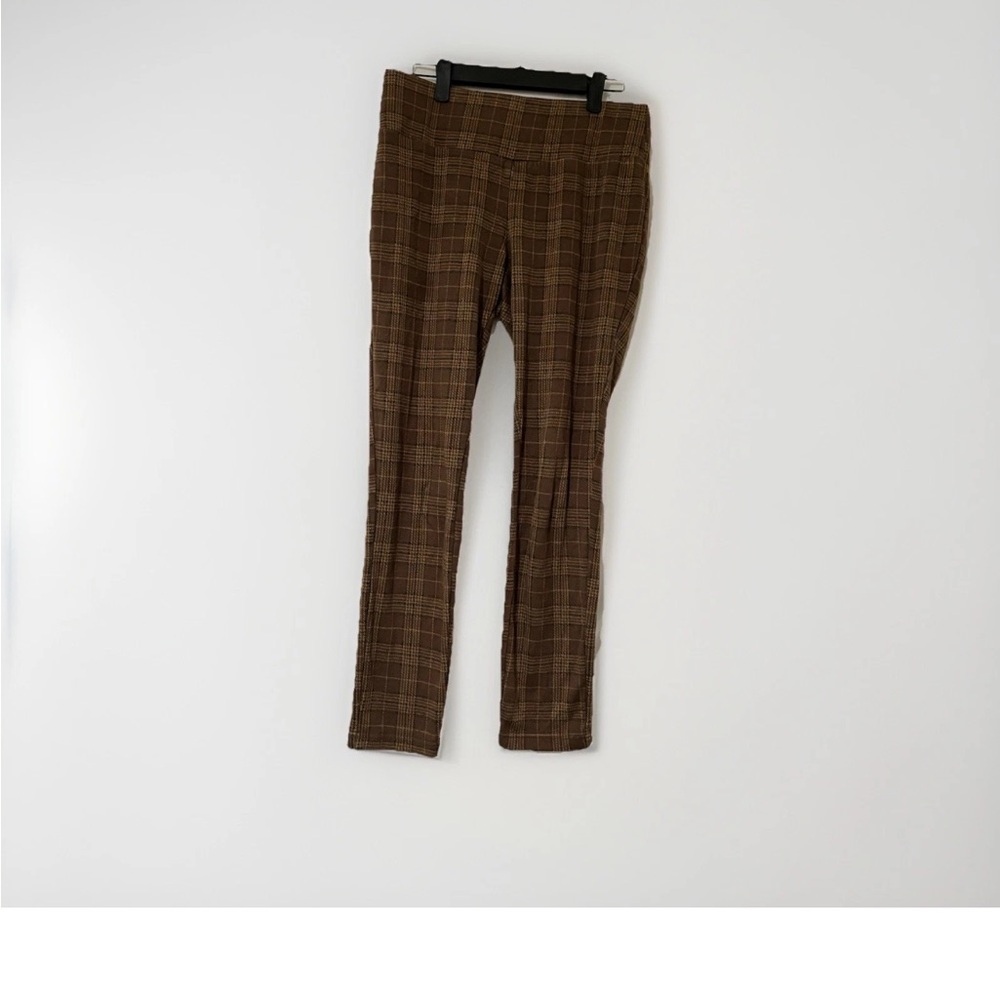 Philosophy Womens Brown Plaid Knit Legging Pants Stretch Pull On Check medium